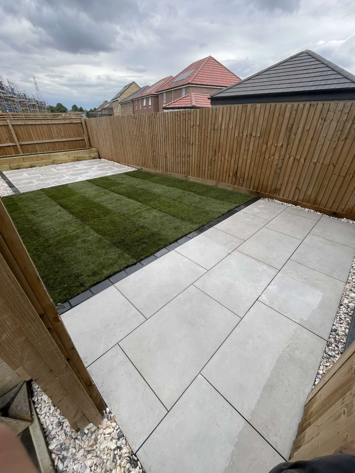 Overhead view of modern landscaping